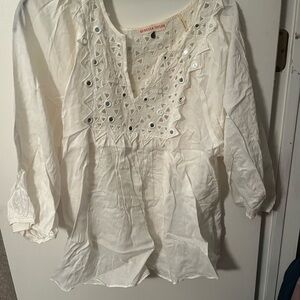 Rebecca Taylor Cream Embroidered Blouse